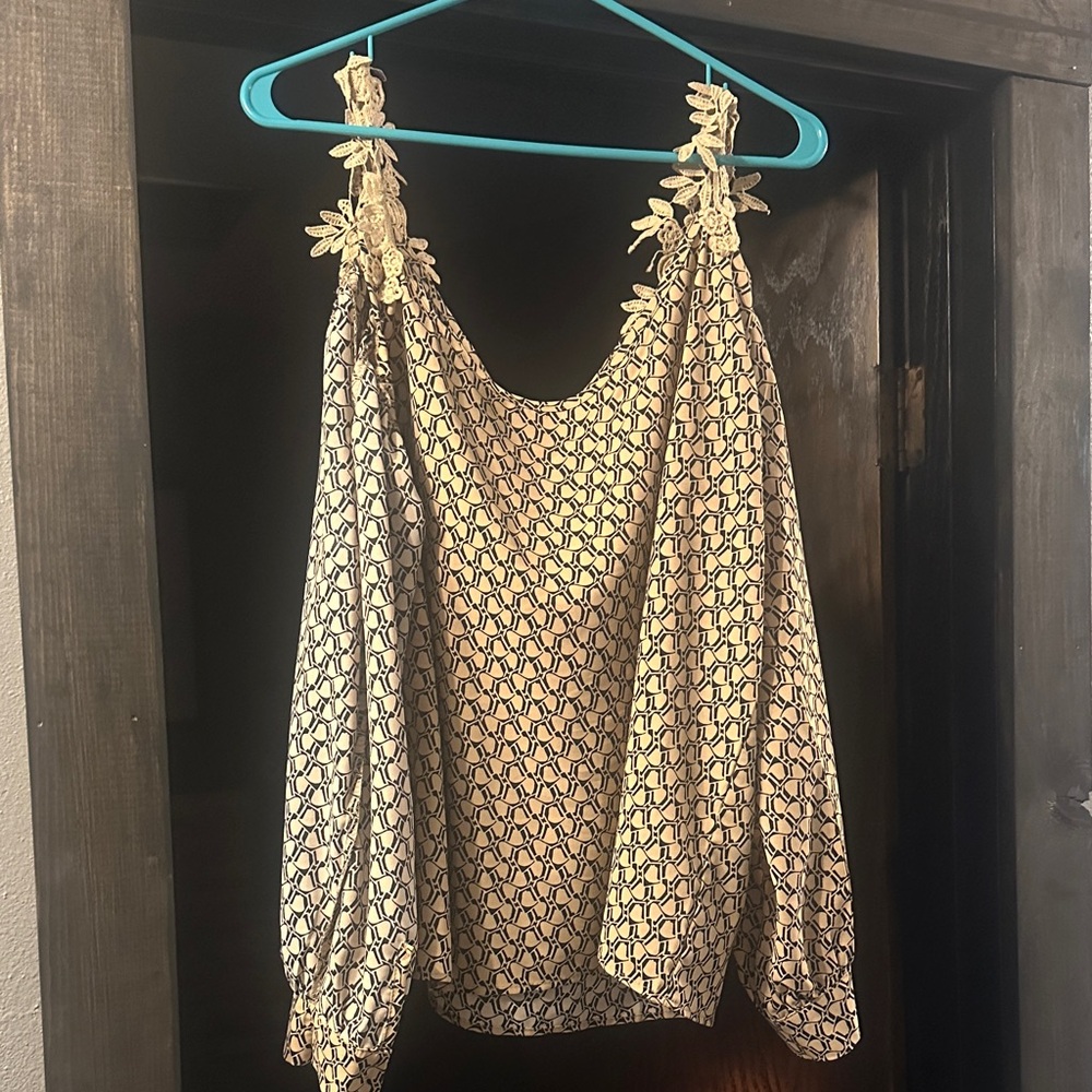 Elegant Cream and Black Women's Top